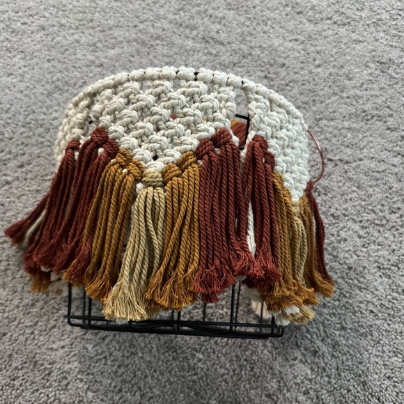 Boho Macrame Wire Basket Plant Holder Storage Decor - Picture 5 of 8